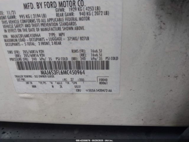 2021 FORD ECOSPORT MAJ6S3FL6MC450964 Photo 8
