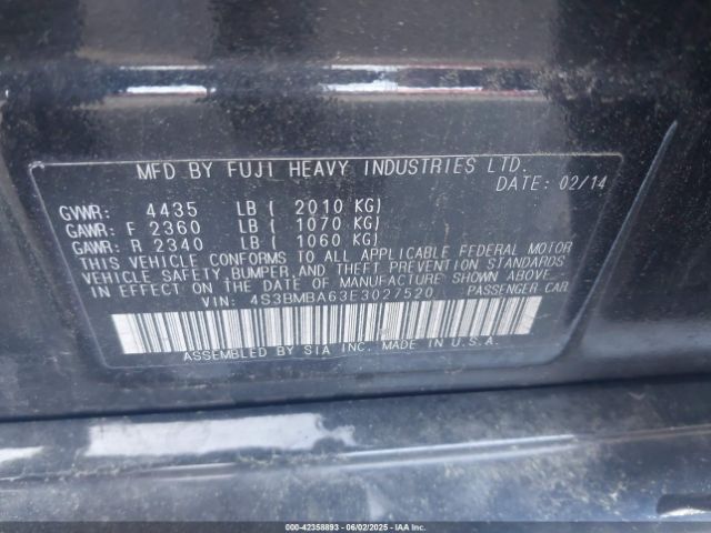 4S3BMBA63E3027520 Subaru Legacy 2.5i