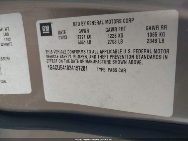 2003 BUICK PARK AVENUE 1G4CU541034157201 Photo 8
