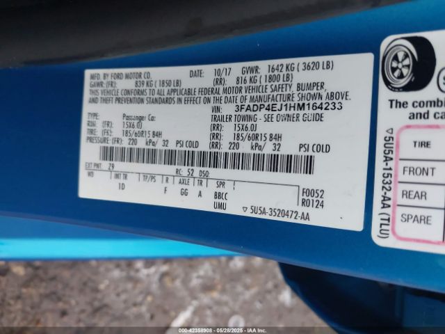 3FADP4EJ1HM164233 Ford FIESTA SE