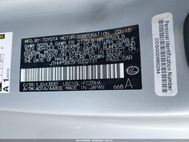 2015 LEXUS RC F JTHHP5BC5F5002131 Photo 8