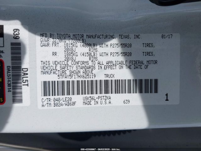 5TFAY5F17HX625119 Toyota 3ur-fe