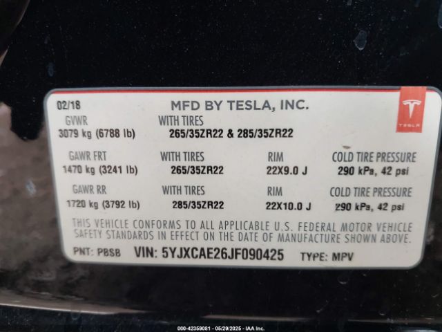 2018 TESLA MODEL X 5YJXCAE26JF090425 Photo 8