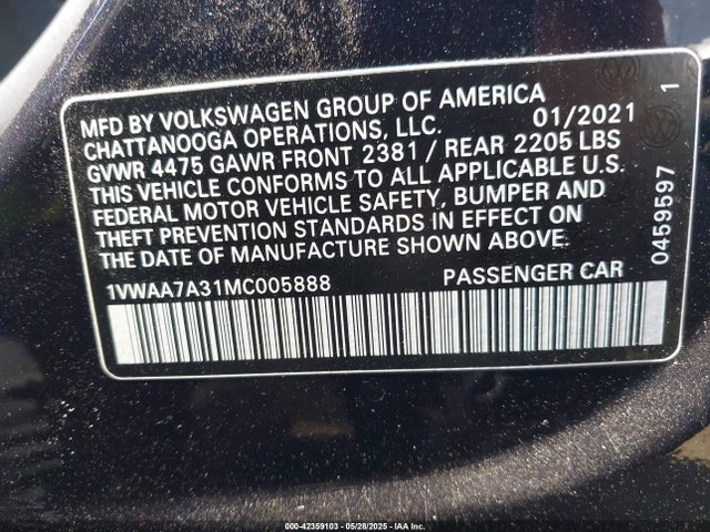 1VWAA7A31MC005888 Volkswagen Passat 2.0t S