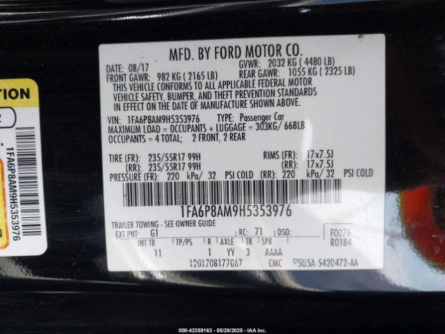 2017 FORD MUSTANG 1FA6P8AM9H5353976 Photo 8