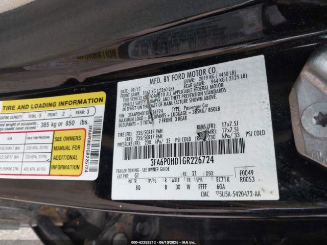 3FA6P0HD1GR226724 Ford FUSION SE