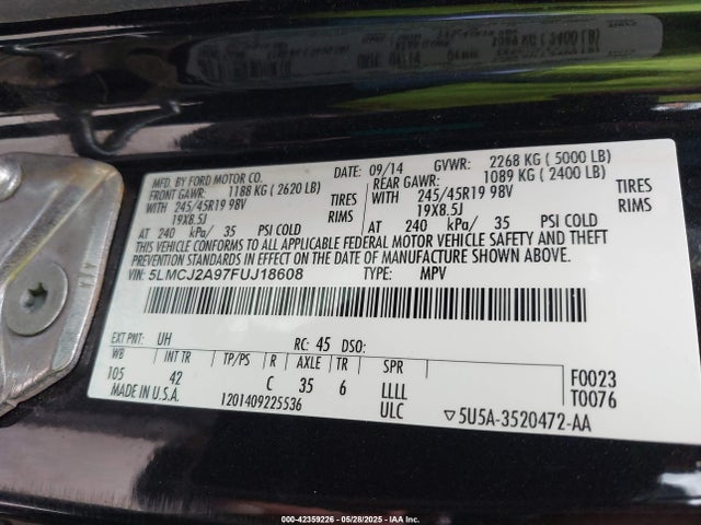 5LMCJ2A97FUJ18608 Lincoln 2015