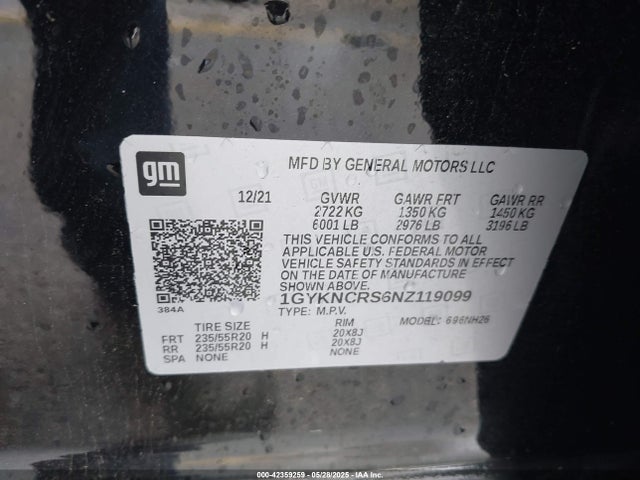 2022 CADILLAC XT5 1GYKNCRS6NZ119099 Photo 8