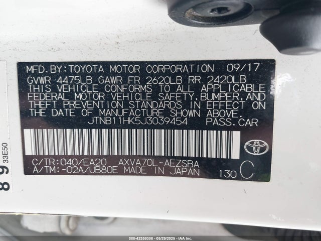 JTNB11HK5J3039454 Toyota a25a-fks