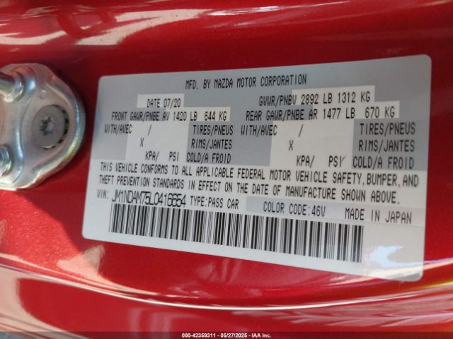 JM1NDAM75L0416654 Mazda Mx-5 Miata Rf Grand Touring