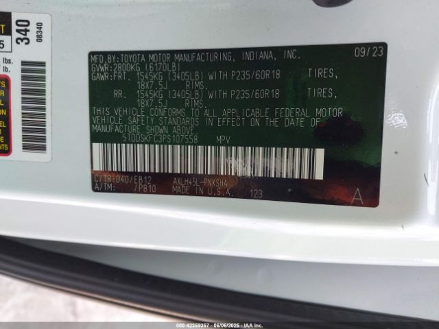 5TDDSKFC3PS107558 Toyota a25a-fxs, 5nm, 4nm