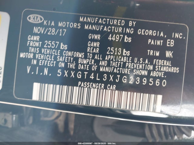 5XXGT4L3XJG239560 KIA Optima Lx
