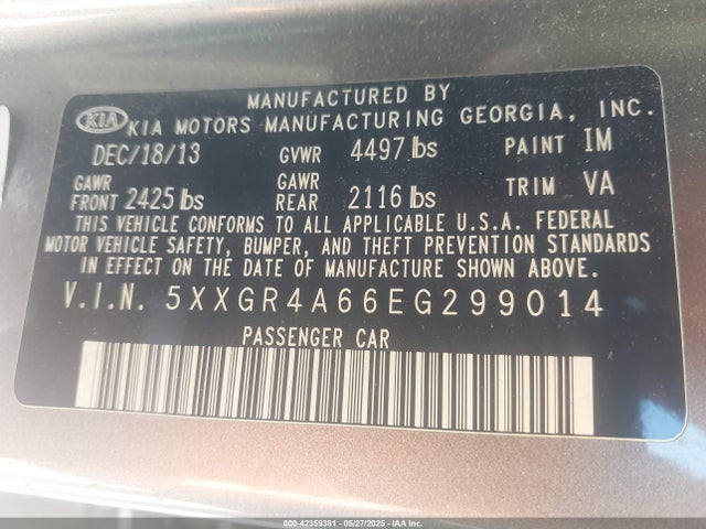 KIA Optima Sx Turbo 2014 5XXGR4A66EG299014 Image 9