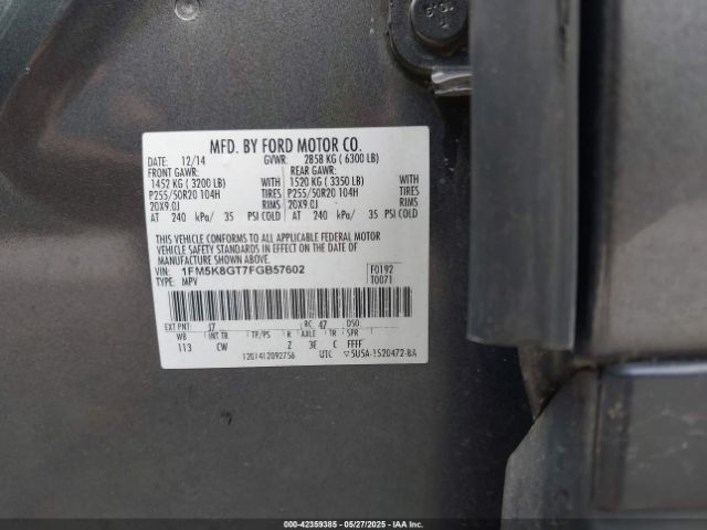 1FM5K8GT7FGB57602 Ford EXPLORER SPORT