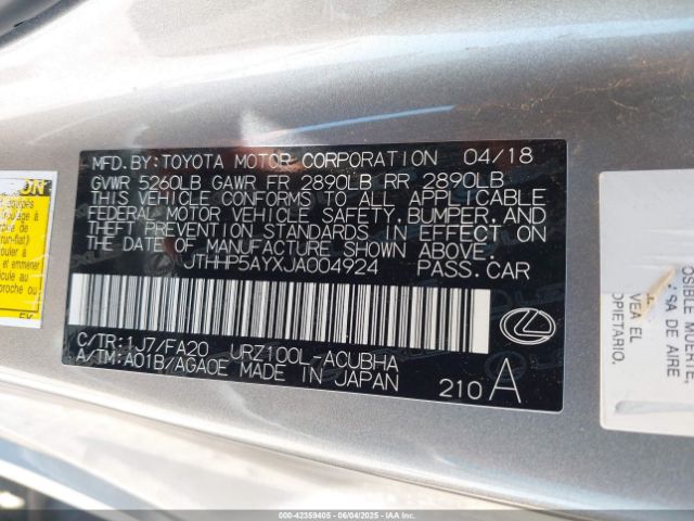 2018 LEXUS LC 500 JTHHP5AYXJA004924 Photo 8