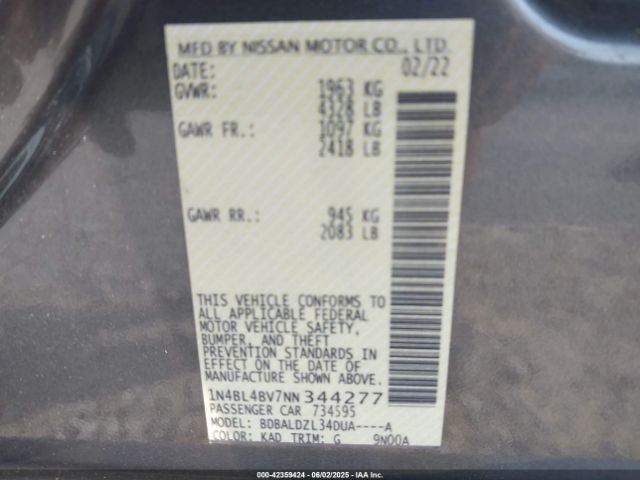 2022 NISSAN ALTIMA 1N4BL4BV7NN344277 Photo 8
