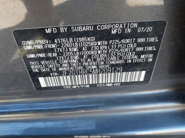 JF2GTHRC5MH209129 Subaru Crosstrek Sport