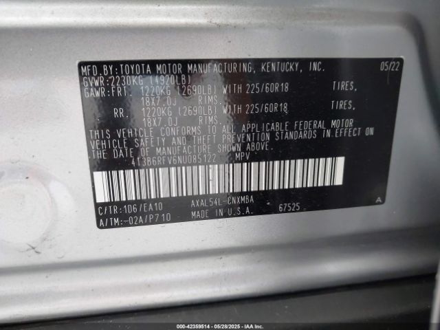 2022 TOYOTA RAV4 HYBRID 4T3B6RFV6NU085122 Photo 8