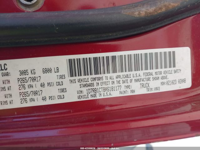 2010 DODGE RAM 1500 1D7RB1CT8AS181177 Photo 8