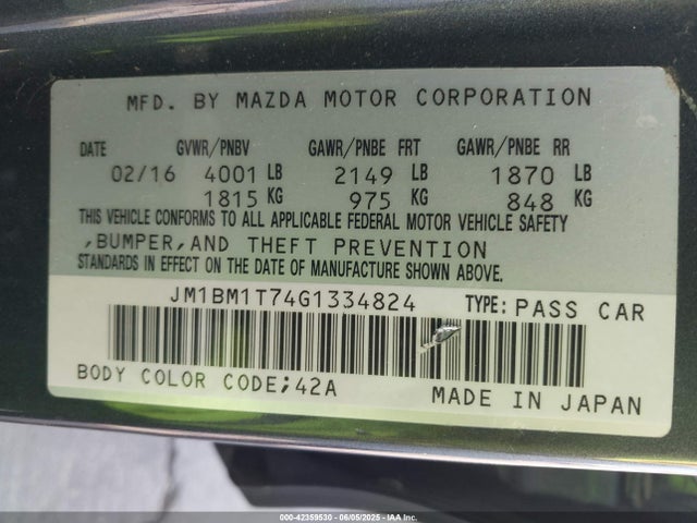 JM1BM1T74G1334824 Mazda pe