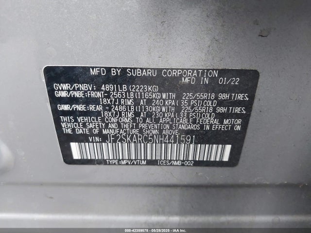 JF2SKARC5NH441591 Subaru na u5