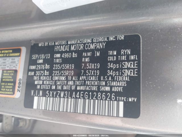 5XYZW3LA4EG128626 Hyundai Santa Fe Sport 2.0l Turbo