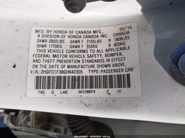 2HGFC1F38GH642305 Honda l15b7