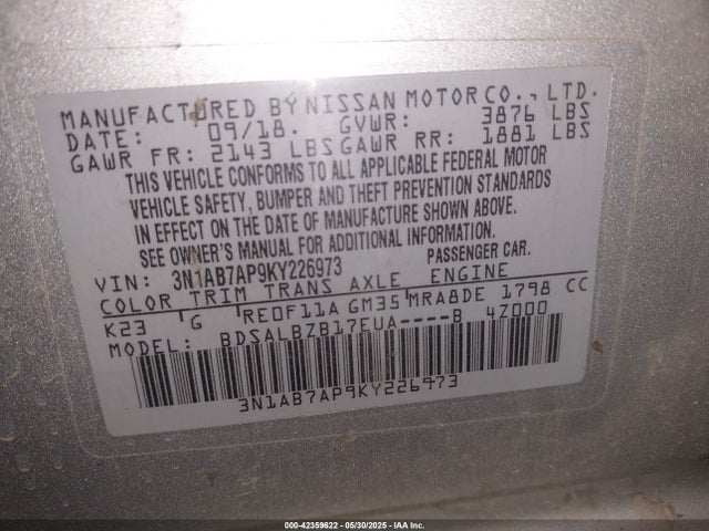 Nissan 2019 2019 3N1AB7AP9KY226973 Image 9