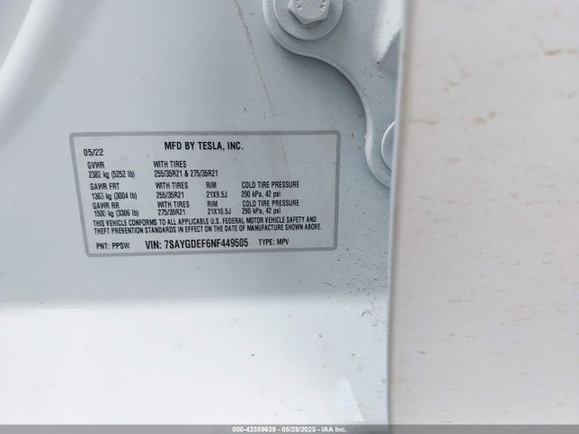 2022 TESLA MODEL Y 7SAYGDEF6NF449505 Photo 8