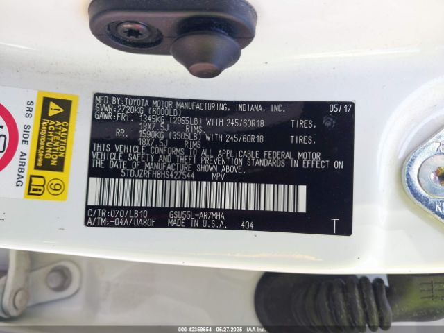 5TDJZRFH8HS427544 Toyota Highlander Xle