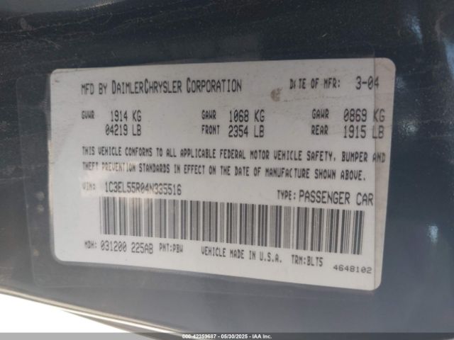 2004 CHRYSLER SEBRING 1C3EL55R04N335516 Photo 8