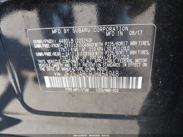 JF2SJABC9JH454948 Subaru naturally aspirated u5