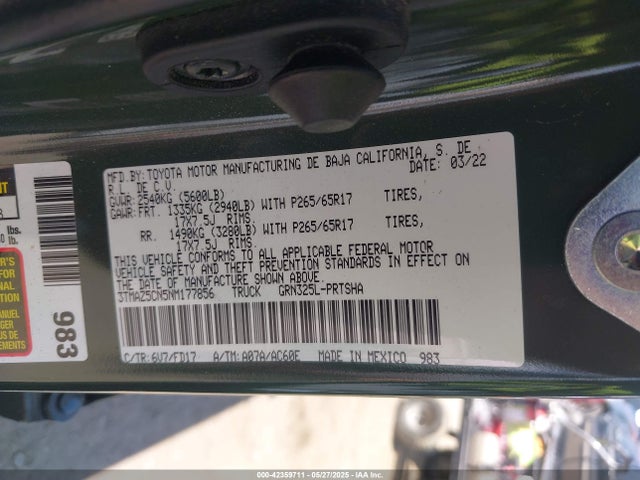 3TMAZ5CN5NM177856 Toyota 2gr-fks