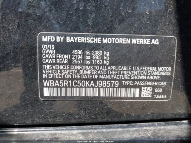 WBA5R1C50KAJ98579 BMW 2019