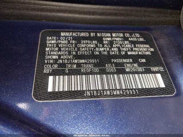 JN1BJ1AW3MW429931 Nissan ROGUE SPORT
