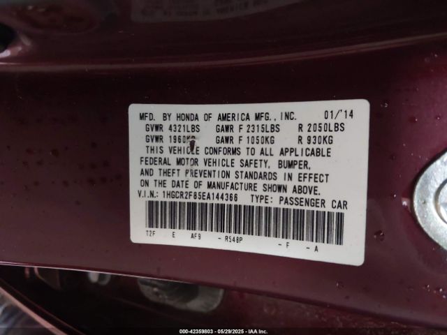1HGCR2F85EA144366 Honda Accord Ex-l