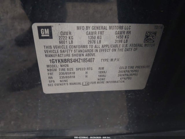 2017 CADILLAC XT5 1GYKNBRS4HZ185407 Photo 8