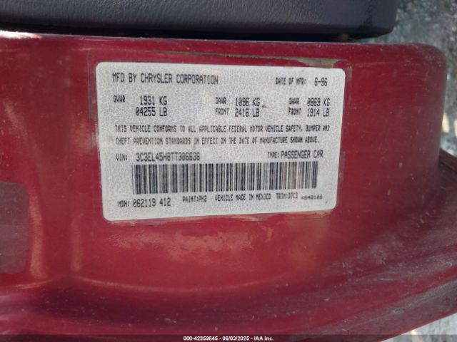 1996 CHRYSLER SEBRING 3C3EL45H8TT306636 Photo 8