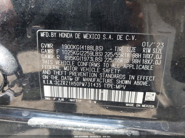3CZRZ1H50PM731435 Honda Hr-v 2wd Sport