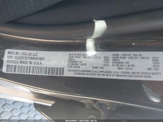 1C6SRFMT8NN481607 RAM 1500 Big Horn