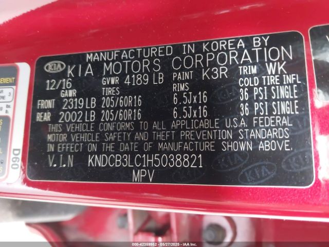 KNDCB3LC1H5038821 KIA NIRO LX