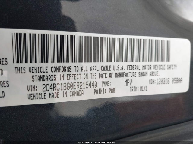 Chrysler 2014 2014 2C4RC1BG0ER215440 Image 9