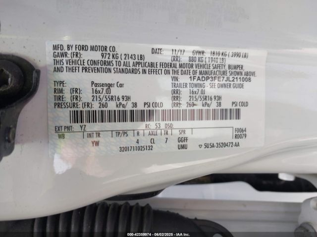 2018 FORD FOCUS 1FADP3FE7JL211008 Photo 8