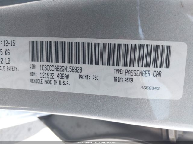 2016 CHRYSLER 200 1C3CCCAB2GN158928 Photo 8