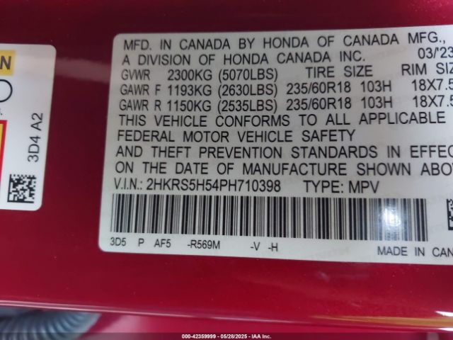 2023 HONDA CR-V HYBRID 2HKRS5H54PH710398 Photo 8