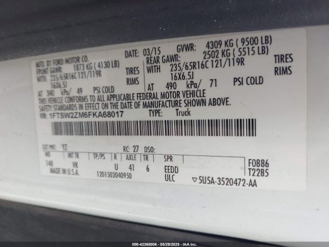 1FTSW2ZM6FKA68017 Ford Transit-350