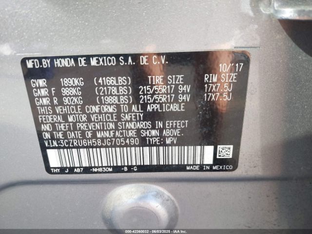 2018 HONDA HR-V 3CZRU6H58JG705490 Photo 8