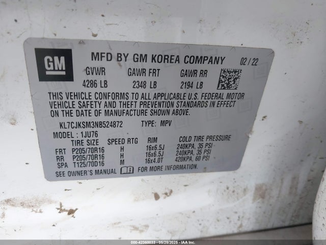 Chevrolet le2 2022 KL7CJKSM3NB524872 Image 9