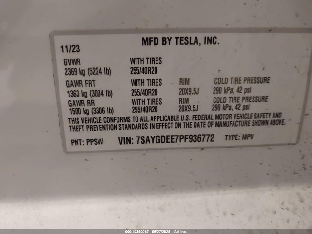 2023 TESLA MODEL Y 7SAYGDEE7PF936772 Photo 8