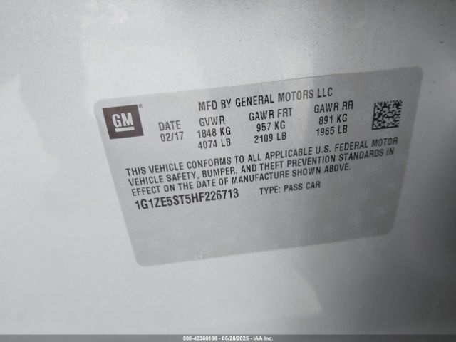 1G1ZE5ST5HF226713 Chevrolet lfv - di: direct injection, vvt: variable valve timing, gen 1